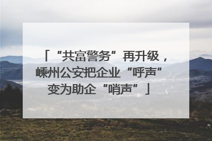“共富警务”再升级，嵊州公安把企业“呼声”变为助企“哨声”
