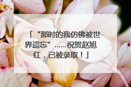 “那时的我仿佛被世界遗忘”……祝贺赵旭红，已被录取！