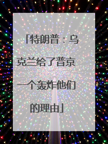 特朗普：乌克兰给了普京一个轰炸他们的理由