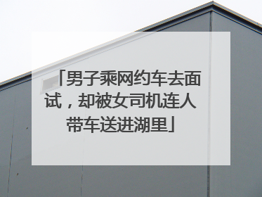 男子乘网约车去面试，却被女司机连人带车送进湖里