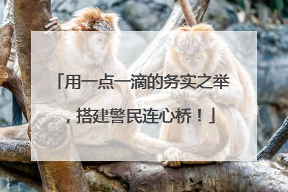 用一点一滴的务实之举，搭建警民连心桥！