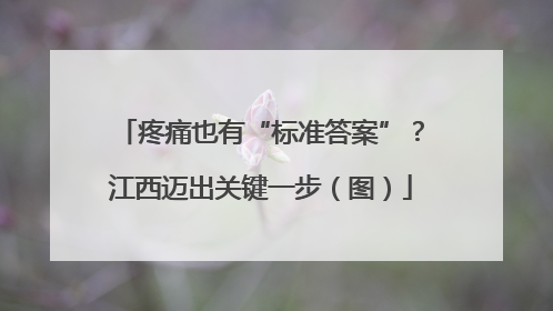疼痛也有“标准答案”？江西迈出关键一步（图）