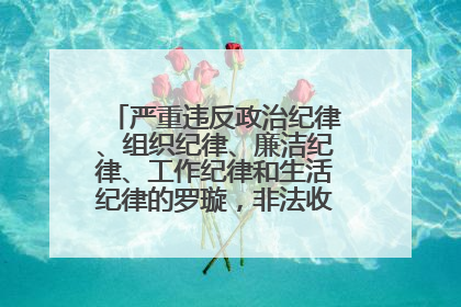 严重违反政治纪律、组织纪律、廉洁纪律、工作纪律和生活纪律的罗璇，非法收受他人巨额财物