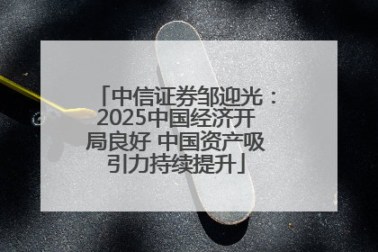 中信证券邹迎光：2025中国经济开局良好 中国资产吸引力持续提升