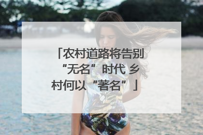 农村道路将告别“无名”时代 乡村何以“著名”