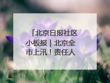 北京日报社区小板报｜北京全市上汛！责任人名单公示