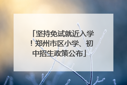 坚持免试就近入学！郑州市区小学、初中招生政策公布