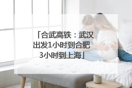 合武高铁：武汉出发1小时到合肥3小时到上海