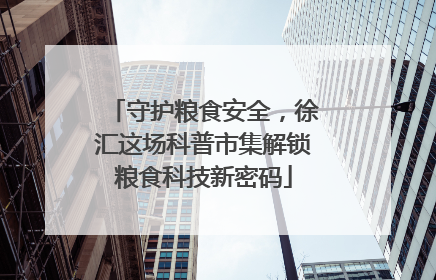 守护粮食安全，徐汇这场科普市集解锁粮食科技新密码