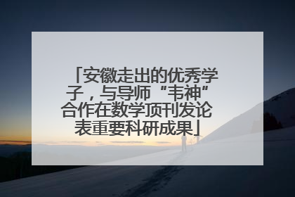 安徽走出的优秀学子，与导师“韦神”合作在数学顶刊发论表重要科研成果