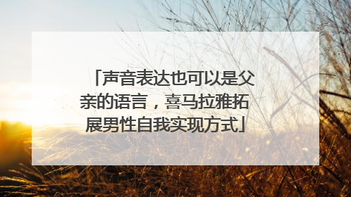 声音表达也可以是父亲的语言，喜马拉雅拓展男性自我实现方式