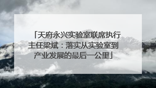天府永兴实验室联席执行主任梁斌：落实从实验室到产业发展的最后一公里
