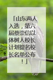山东两人入选，第六届蔡崇信以体树人校长计划提名校长名单公布！