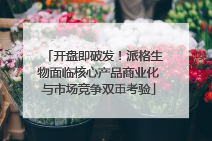 开盘即破发！派格生物面临核心产品商业化与市场竞争双重考验