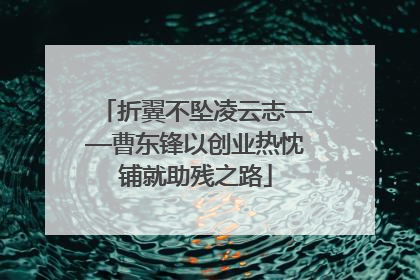 折翼不坠凌云志——曹东锋以创业热忱铺就助残之路