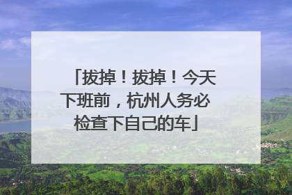 拔掉！拔掉！今天下班前，杭州人务必检查下自己的车