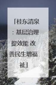 桂东清泉：基层治理提效能 改善民生增福祉