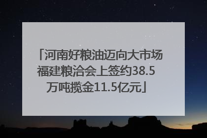 河南好粮油迈向大市场 福建粮洽会上签约38.5万吨揽金11.5亿元