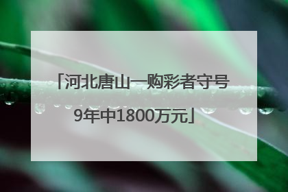 河北唐山一购彩者守号9年中1800万元