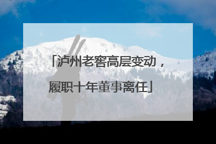 泸州老窖高层变动，履职十年董事离任