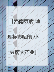 洛南豆腐 地理标志赋能 小豆腐大产业