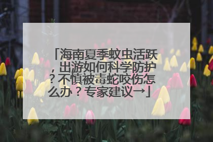 海南夏季蚊虫活跃，出游如何科学防护？不慎被毒蛇咬伤怎么办？专家建议→