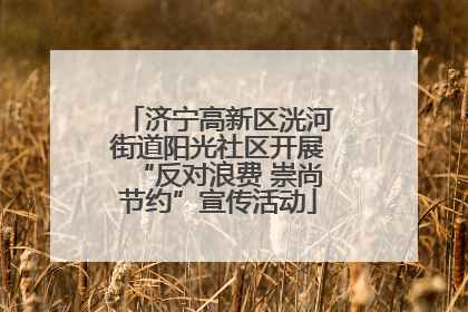 济宁高新区洸河街道阳光社区开展“反对浪费 崇尚节约”宣传活动