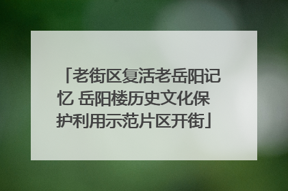 老街区复活老岳阳记忆 岳阳楼历史文化保护利用示范片区开街