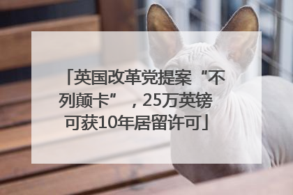 英国改革党提案“不列颠卡”，25万英镑可获10年居留许可