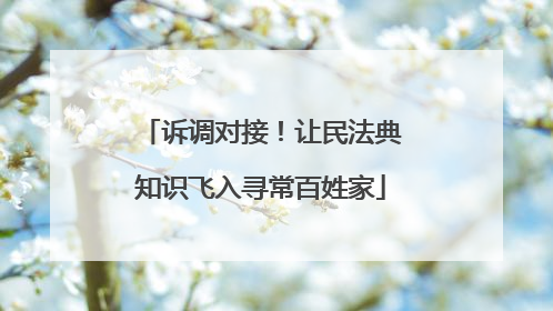 诉调对接！让民法典知识飞入寻常百姓家