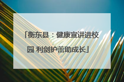 衡东县：健康宣讲进校园 利剑护蕾助成长