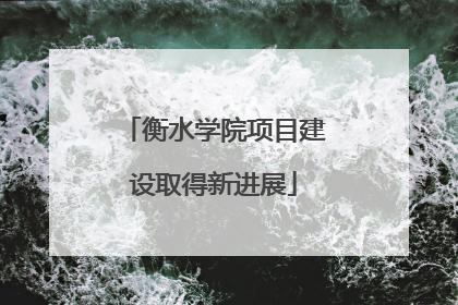 衡水学院项目建设取得新进展
