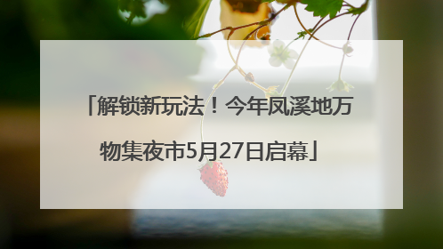 解锁新玩法！今年凤溪地万物集夜市5月27日启幕