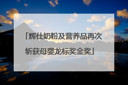 辉仕奶粉及营养品再次斩获母婴龙标奖金奖