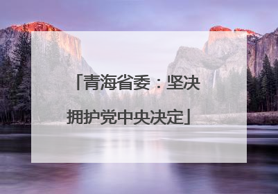 青海省委：坚决拥护党中央决定