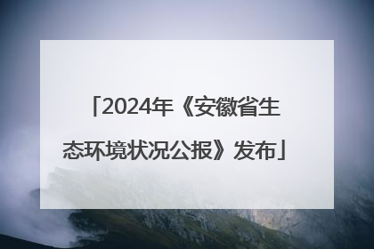 2024年《安徽省生态环境状况公报》发布